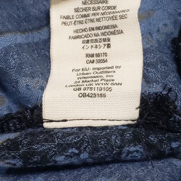 Free People Dobby Changing Times Onyx Combo Blue Tunic Top Sz Small Boho Peasant - Picture 10 of 16